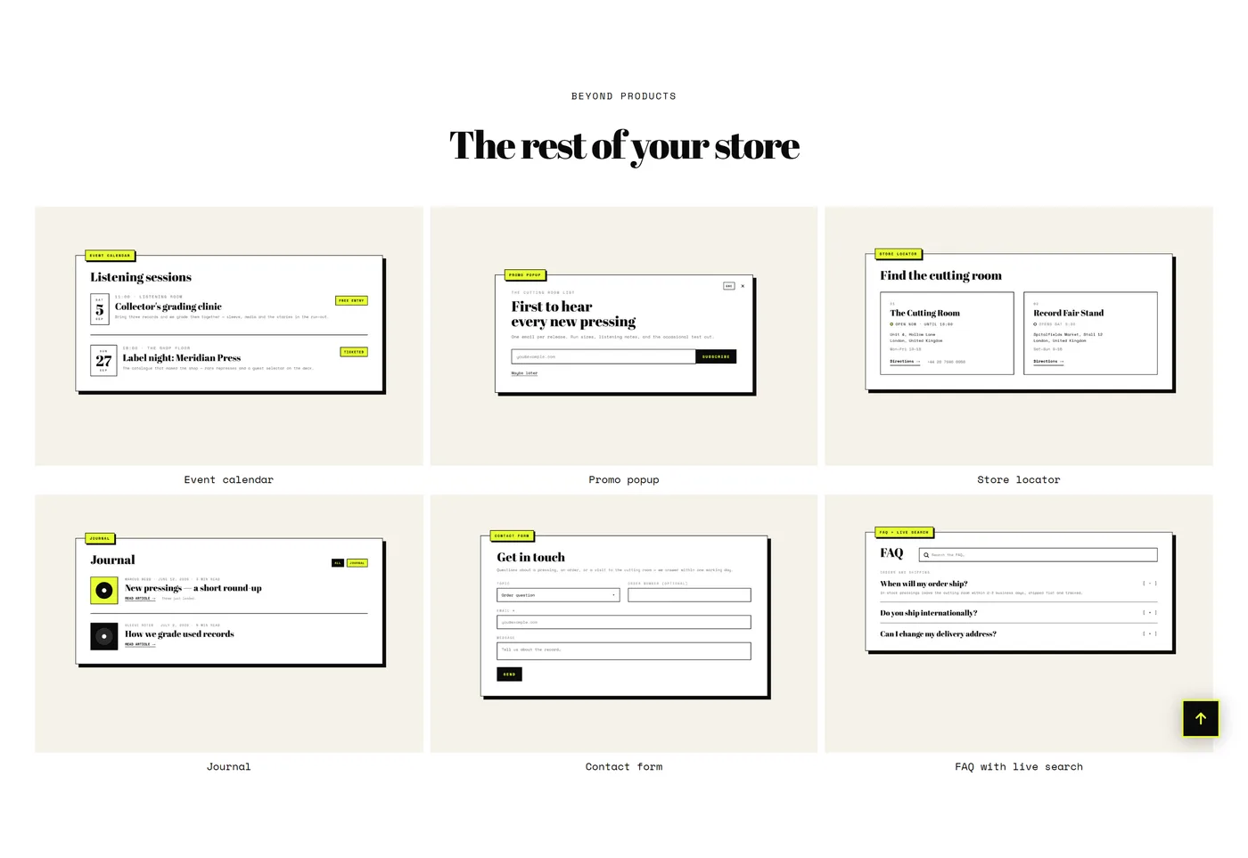 The Media grid section on a live store