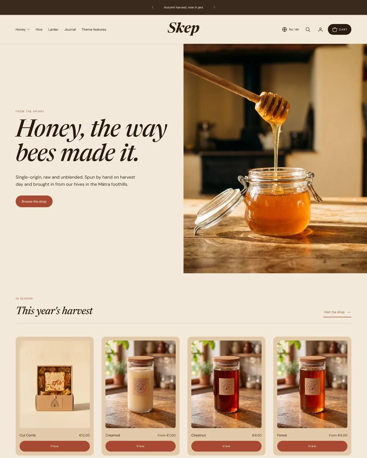 The Skep demo homepage